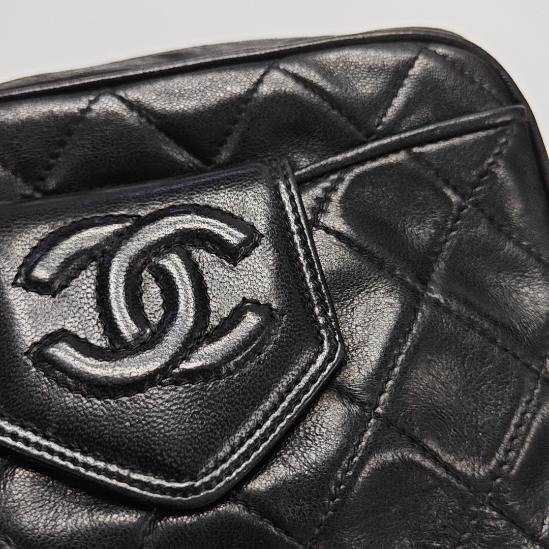 Quilted Lambskin Shoulder Bag Black