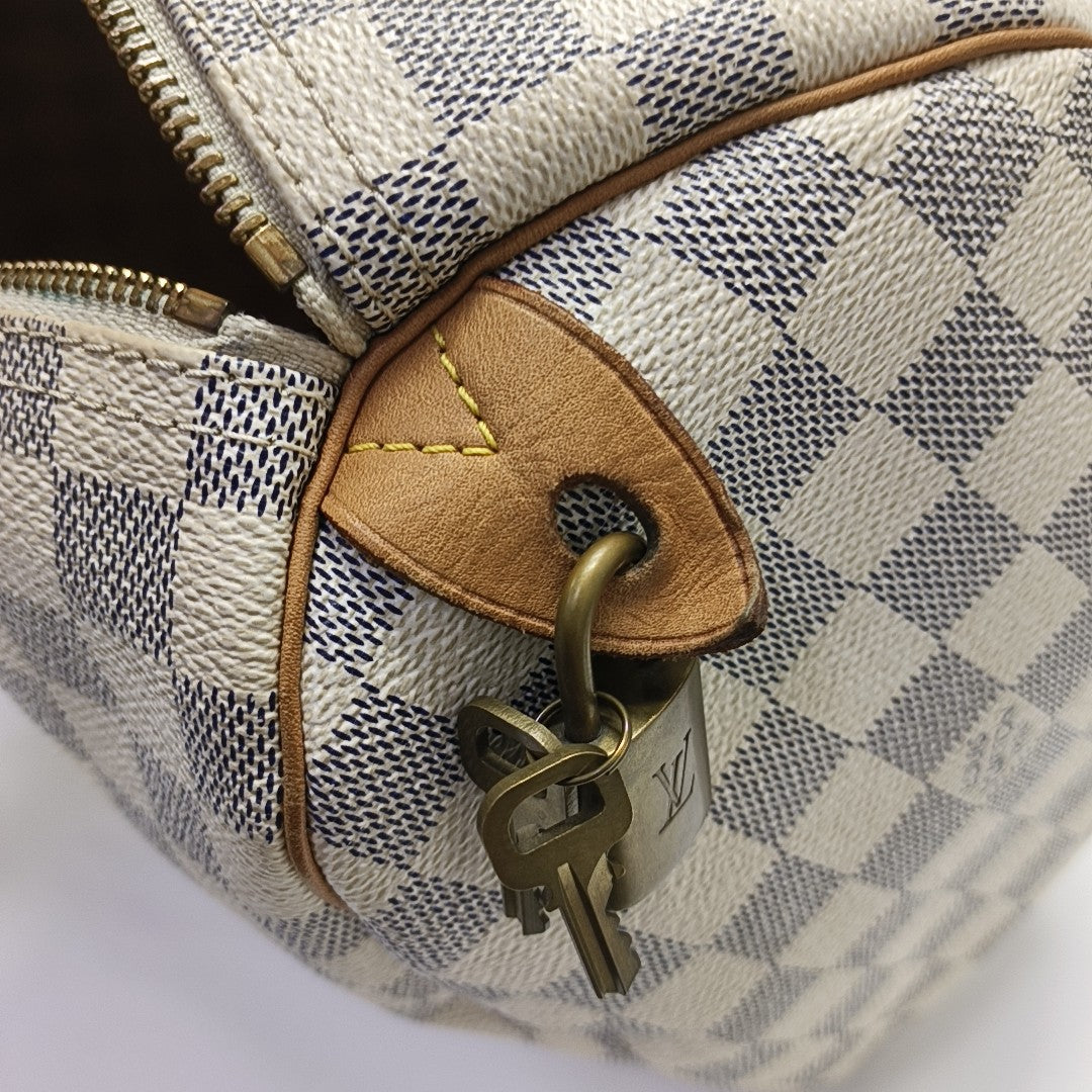 SPEEDY 30 Damier Azur Coated Canvas White