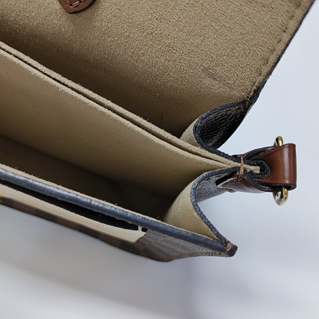 BEAUMARCHAIS Damier Ebene Coated Canvas Brown