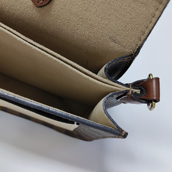 BEAUMARCHAIS Damier Ebene Coated Canvas Brown