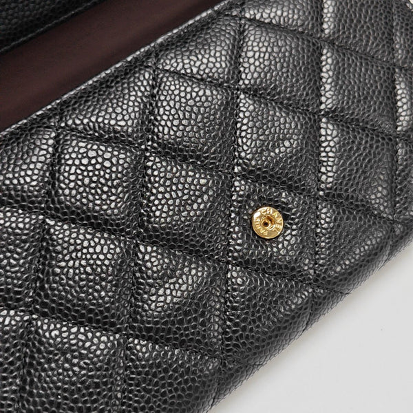 Quilted Grained Calfskin Wallet Black