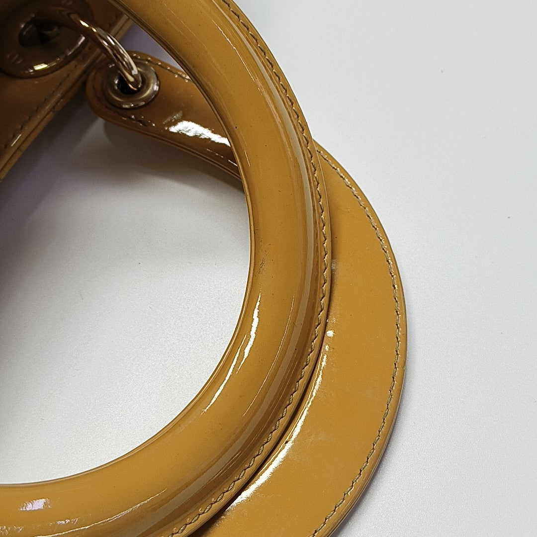 Lady Dior Medium Cannage Patent Leather Yellow