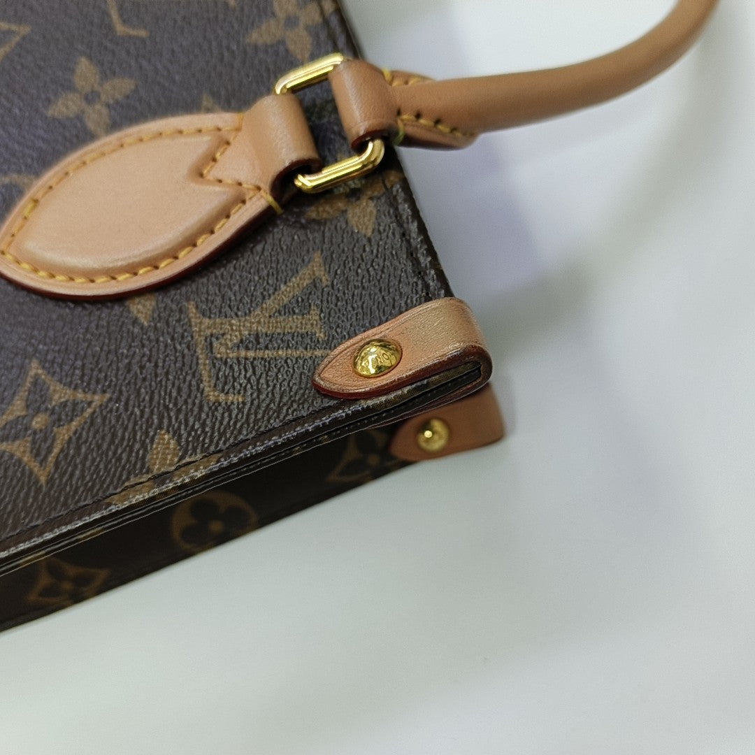 SAC PLAT BB Monogram Coated Canvas Brown