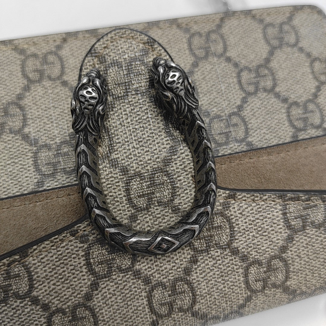 Dionysus Super Mini Monogram Coated Canvas Beige