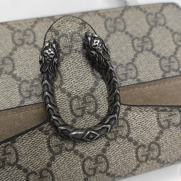 Dionysus Super Mini Monogram Coated Canvas Beige