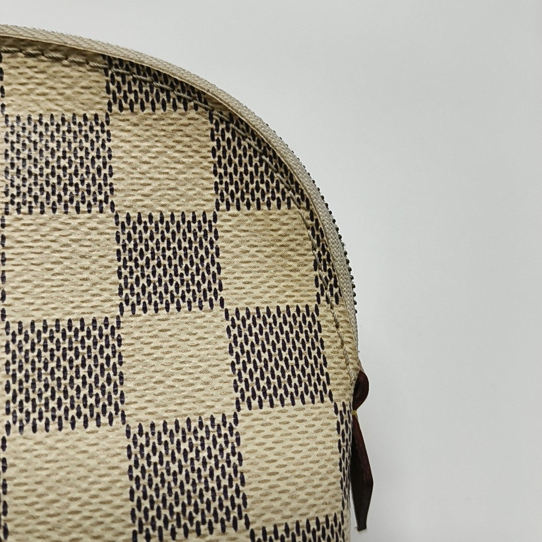 COSMETIC PM Damier Azur Coated Canvas White