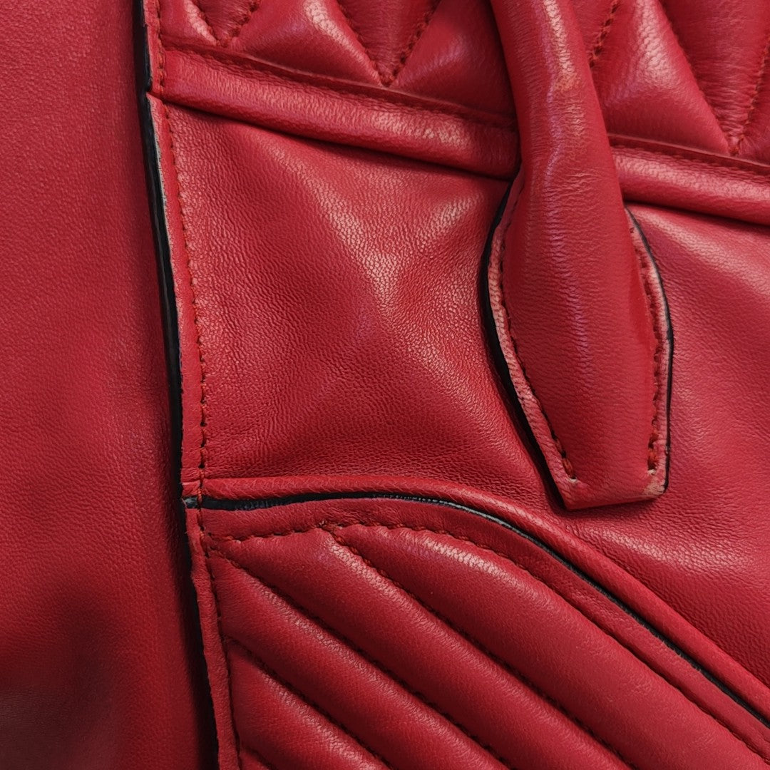 Quilted Lambskin Tote Bag Red