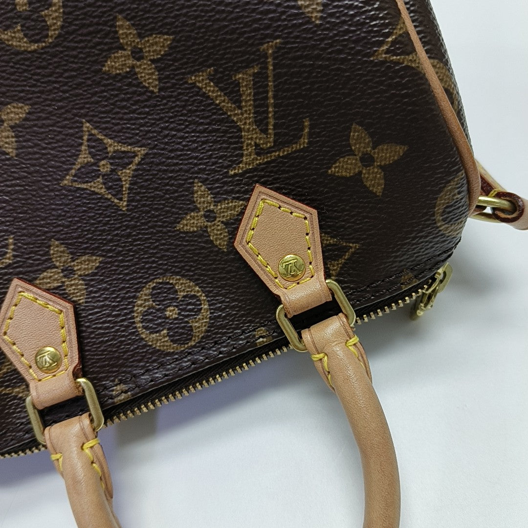 SPEEDY Nano Monogram Coated Canvas Brown