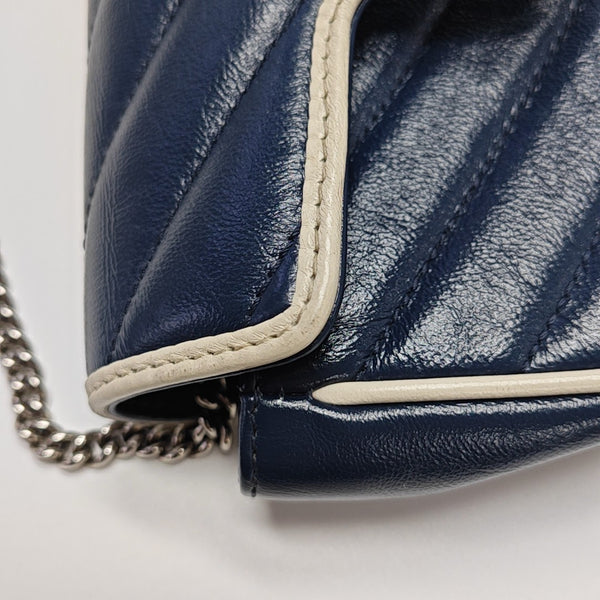 GG Marmont Super Mini Quilted Calfskin Blue