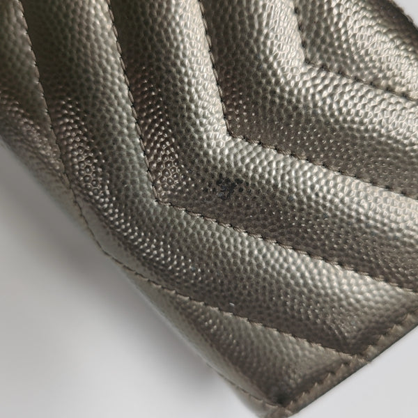 Chevron Calfskin Wallet Gray