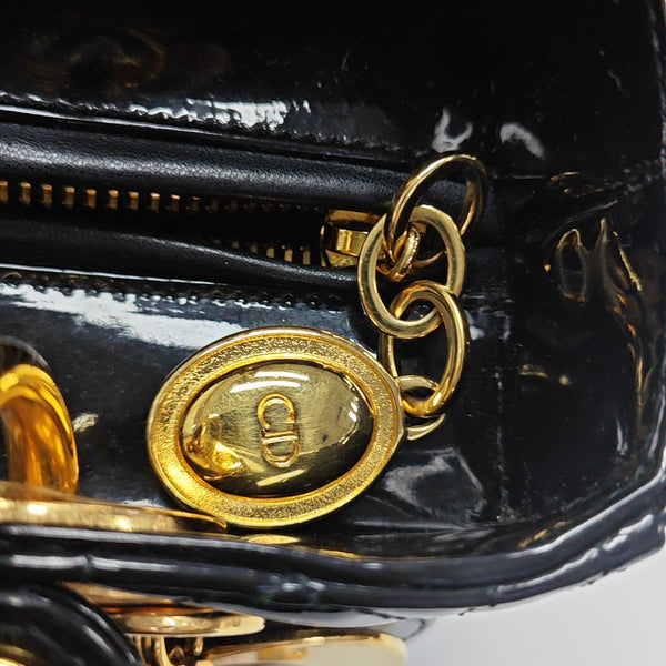 Lady Dior Medium Cannage Patent Leather Black