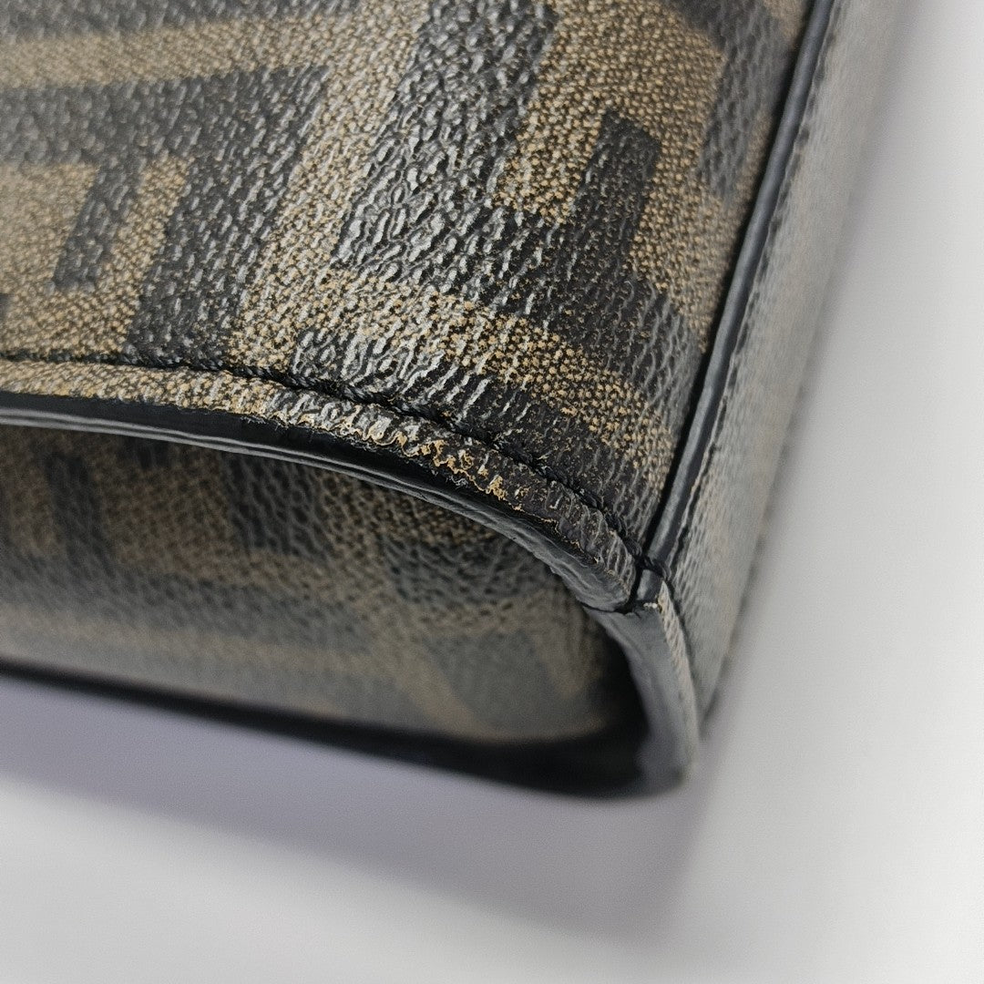 Coated Canvas Shoulder Bag Brown