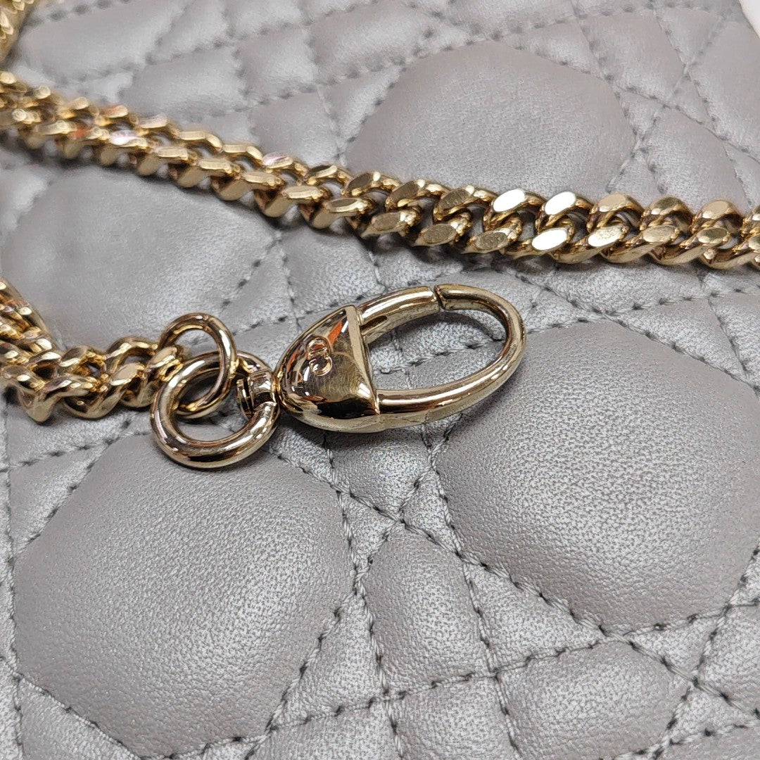 Lady Dior Mini Cannage Lambskin Gray