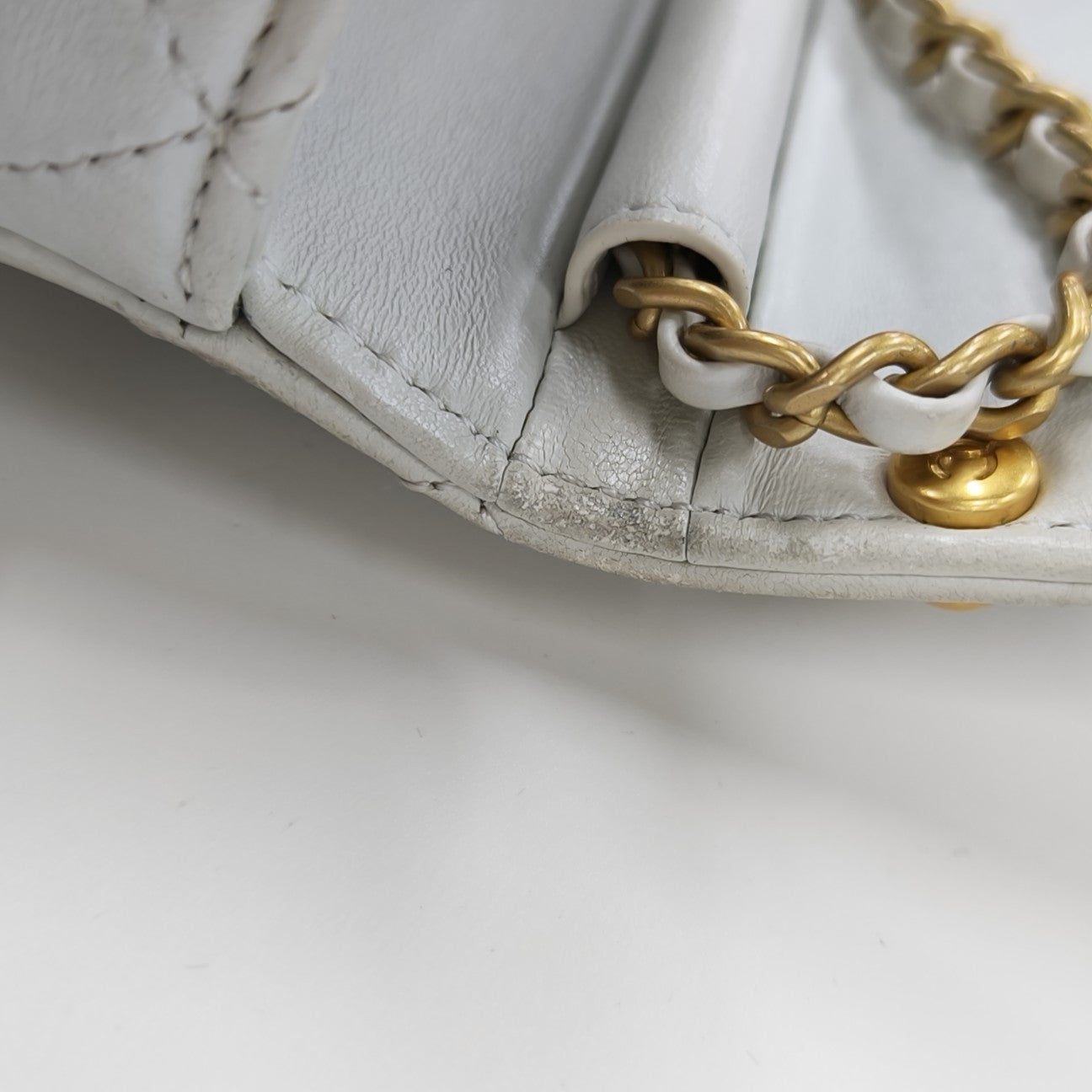 Quilted Lambskin Shoulder Bag White