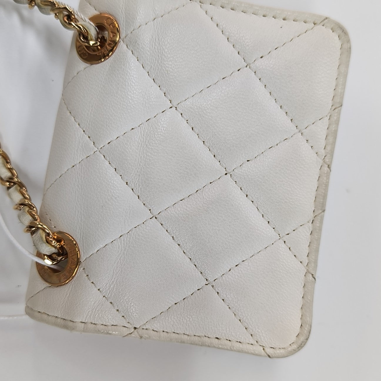 Quilted Lambskin Shoulder Bag White