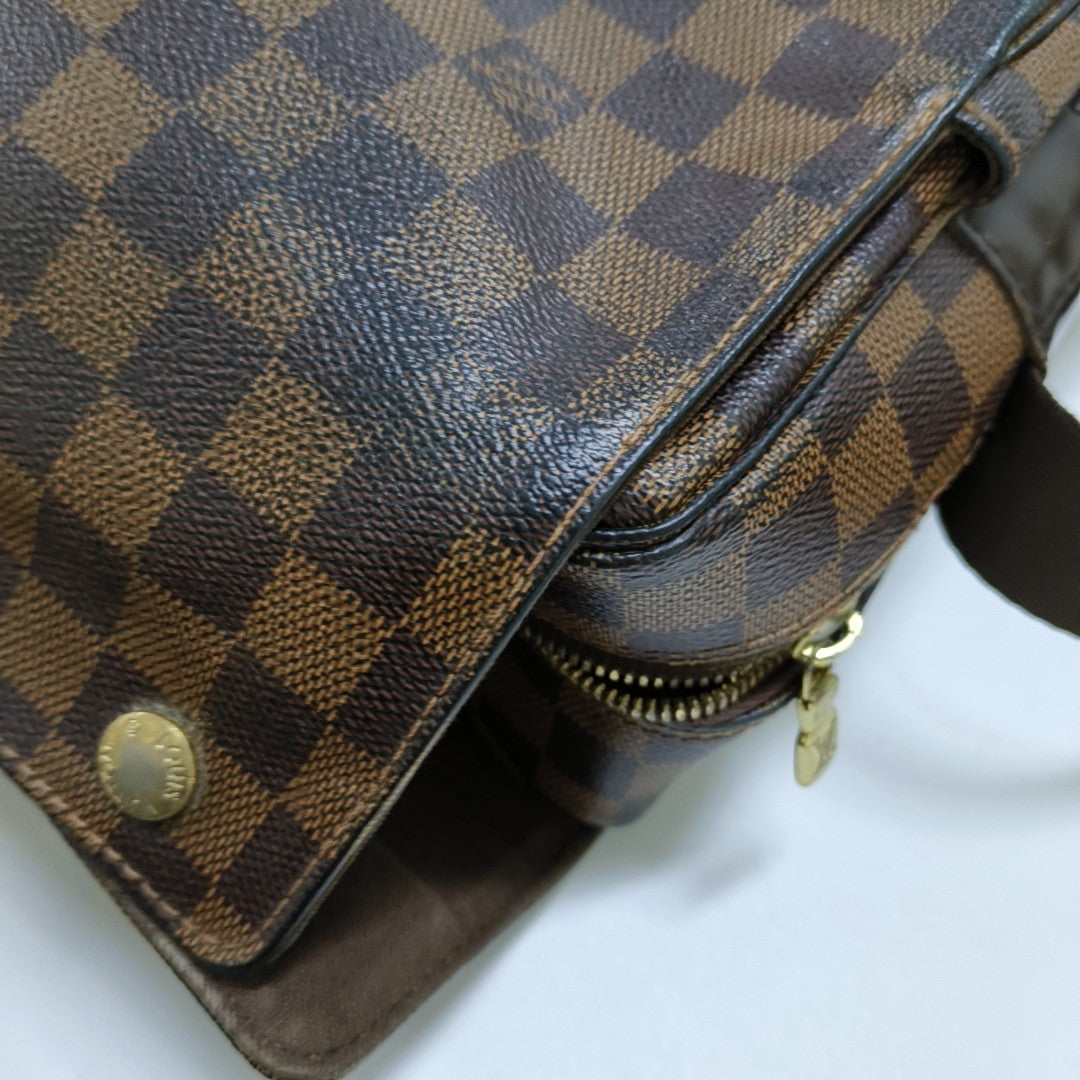 NAVIGLIO Damier Ebene Coated Canvas Brown