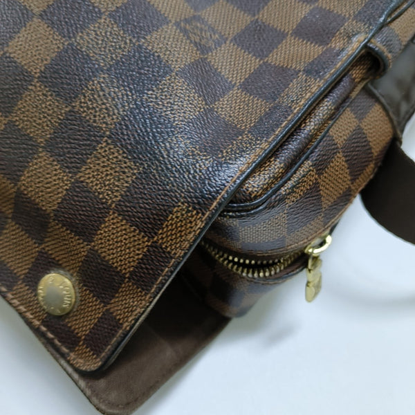 NAVIGLIO Damier Ebene Coated Canvas Brown