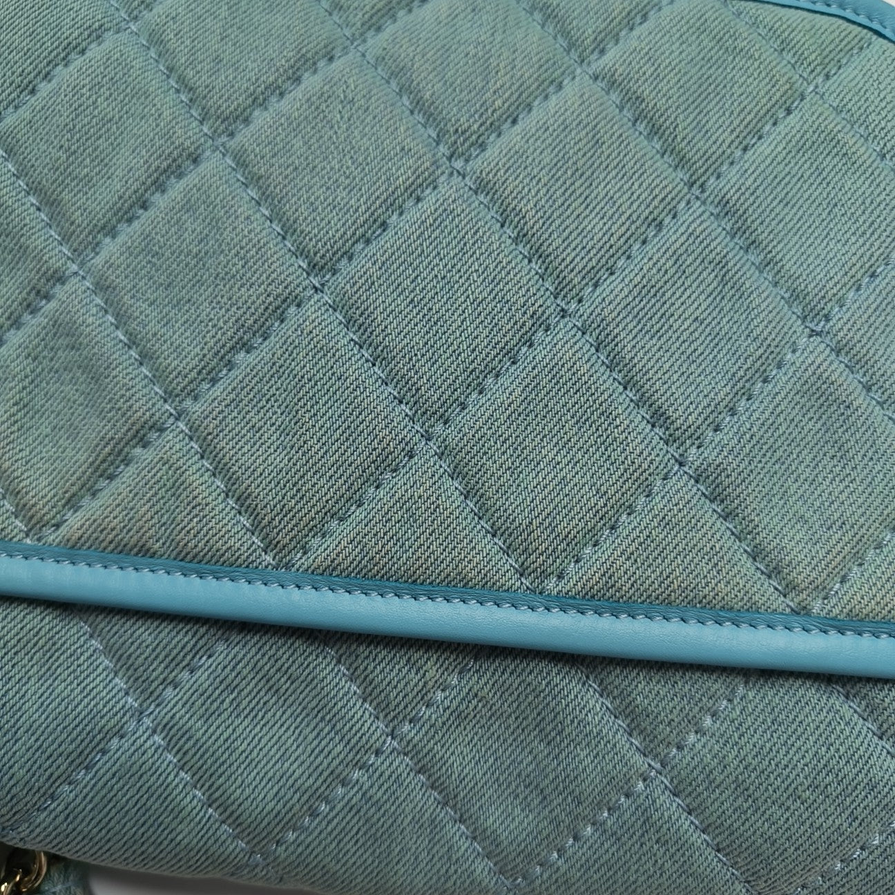 Quilted Denim Shoulder Bag Blue