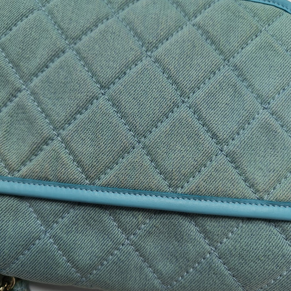 Quilted Denim Shoulder Bag Blue