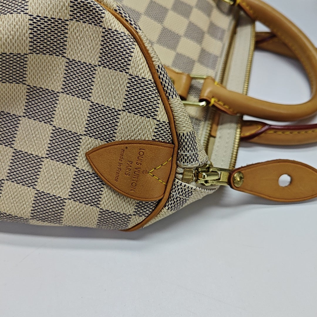 SPEEDY 30 Damier Azur Coated Canvas White