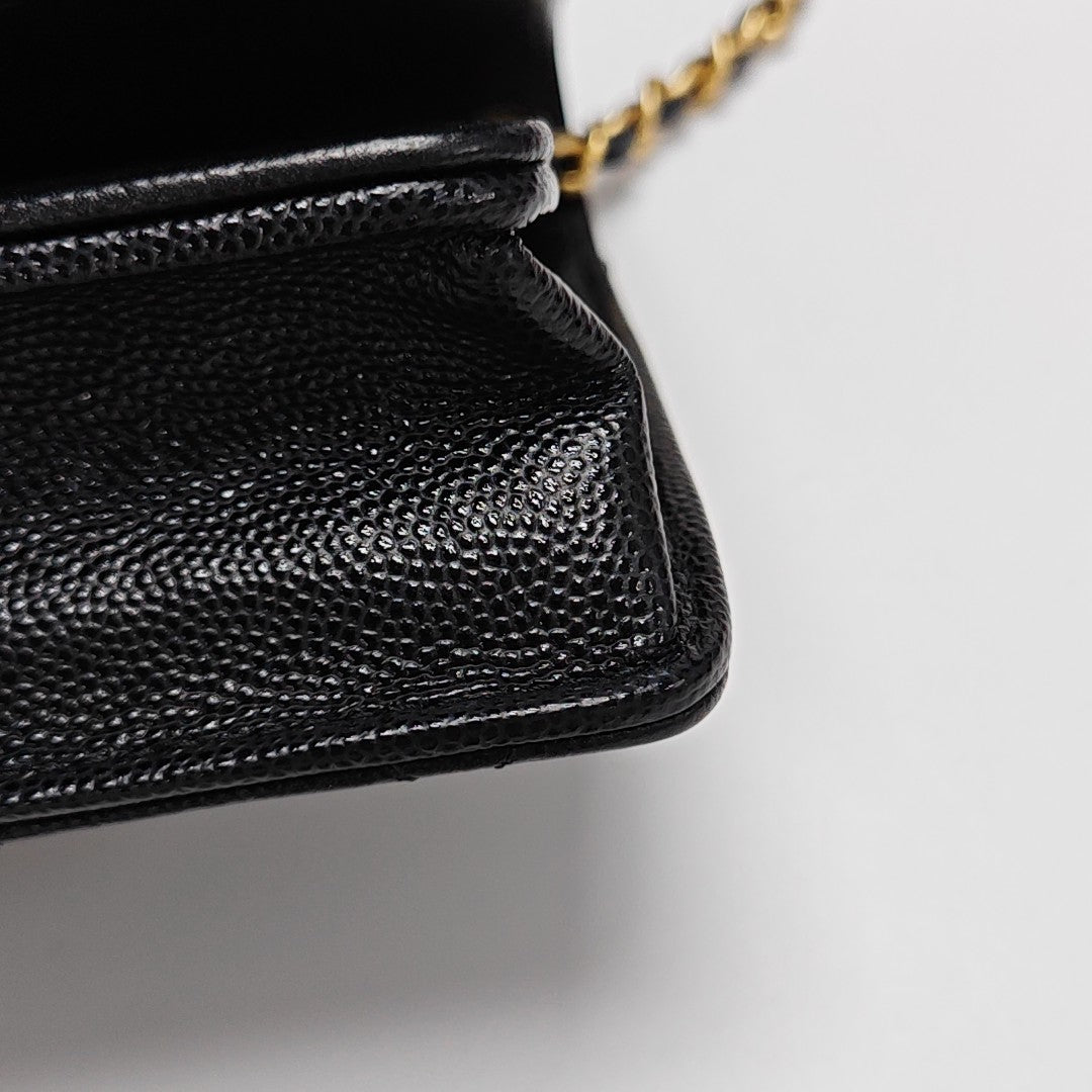 Quilted Grained Calfskin Shoulder Bag Black