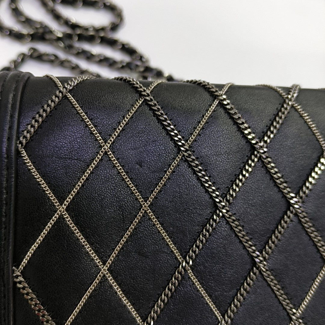 Quilted Calfskin Shoulder Bag Black