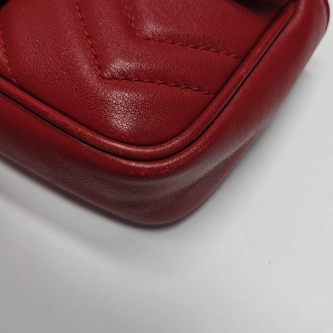 GG Marmont Mini Quilted Calfskin Red
