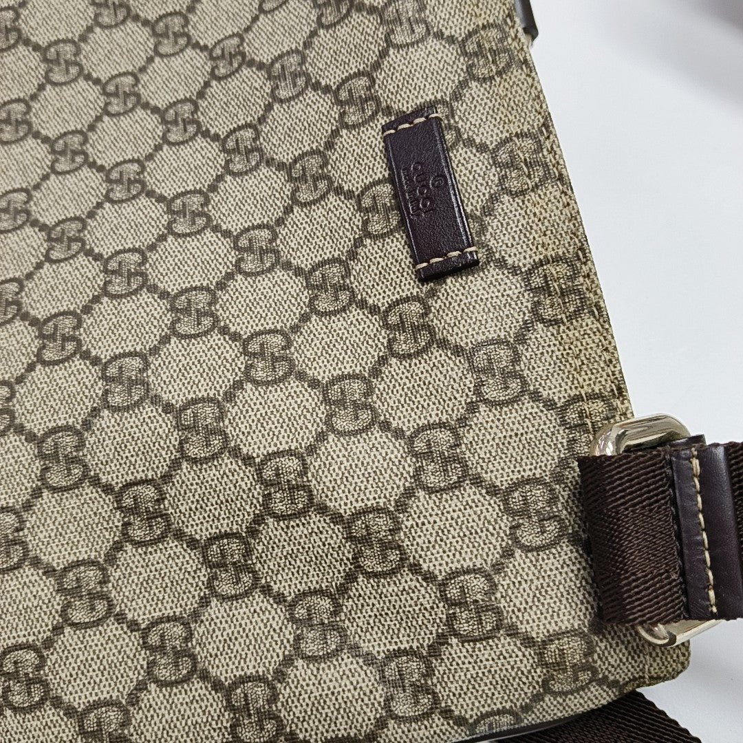 Monogram Coated Canvas Crossbody Bag Beige