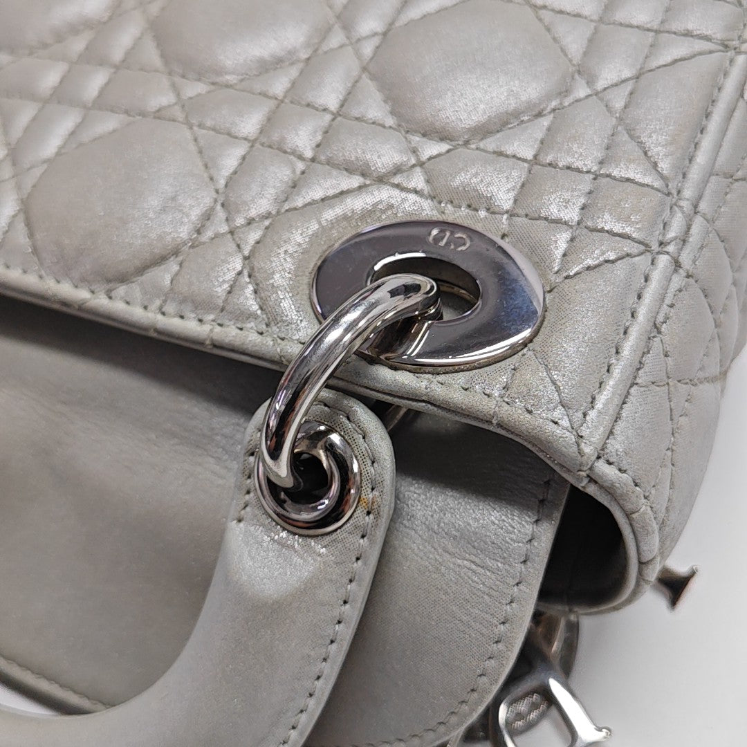 Lady Dior Mini Cannage Lambskin Gray