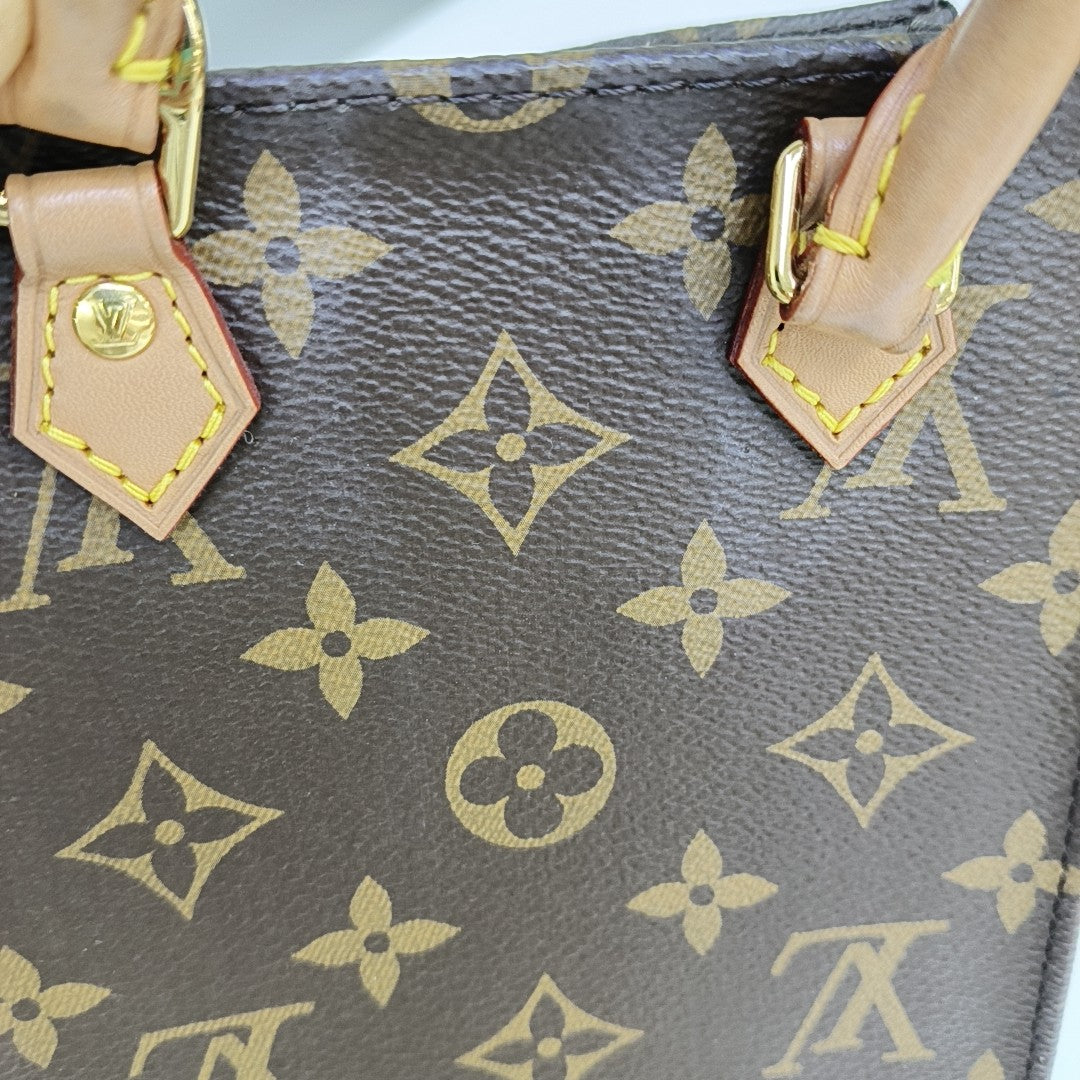 SAC PLAT Mini Monogram Coated Canvas Brown