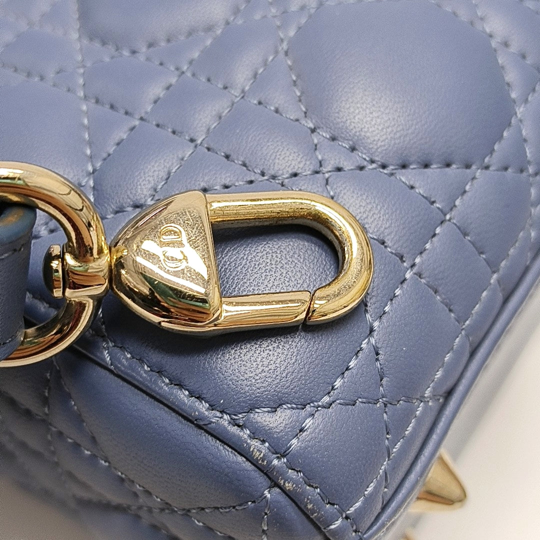 Lady Dior Small Cannage Lambskin Blue