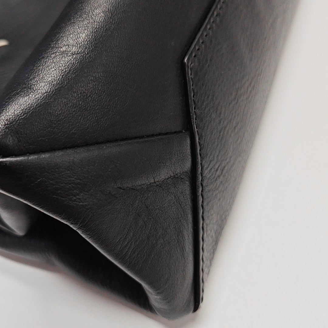 Calfskin Top Handle Bag Black