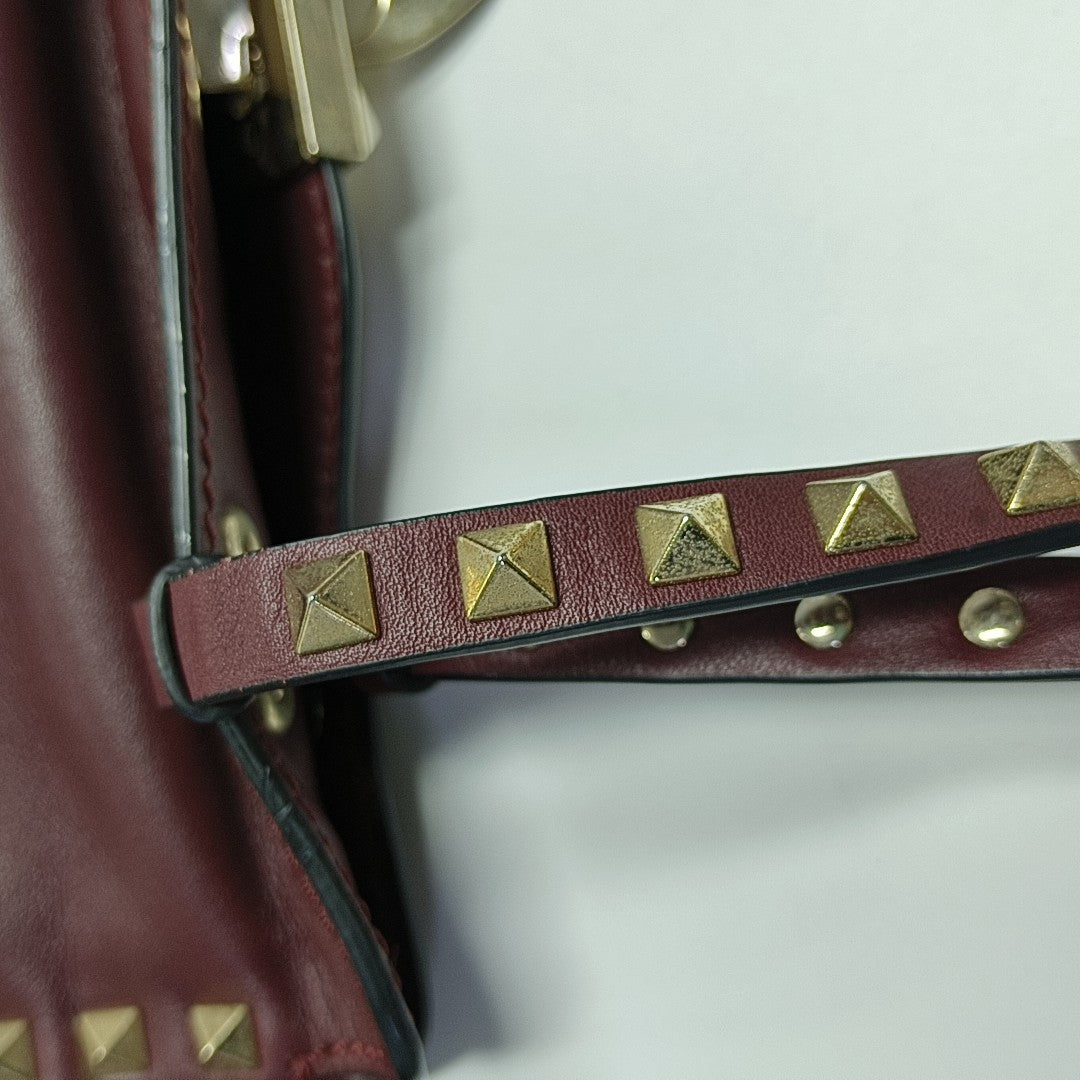 Rockstud Small Calfskin Red
