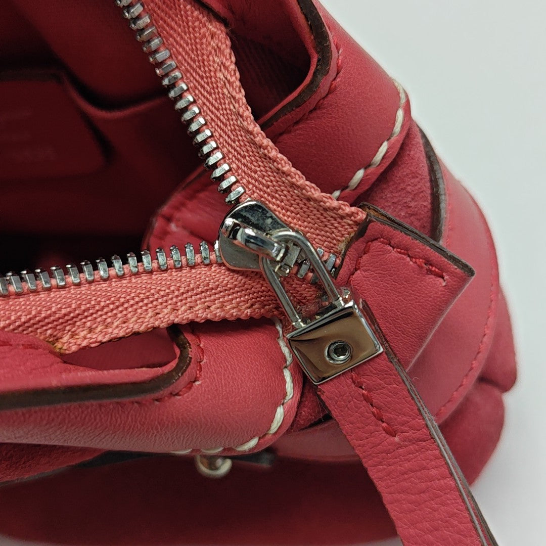 Suede Top Handle Bag Red
