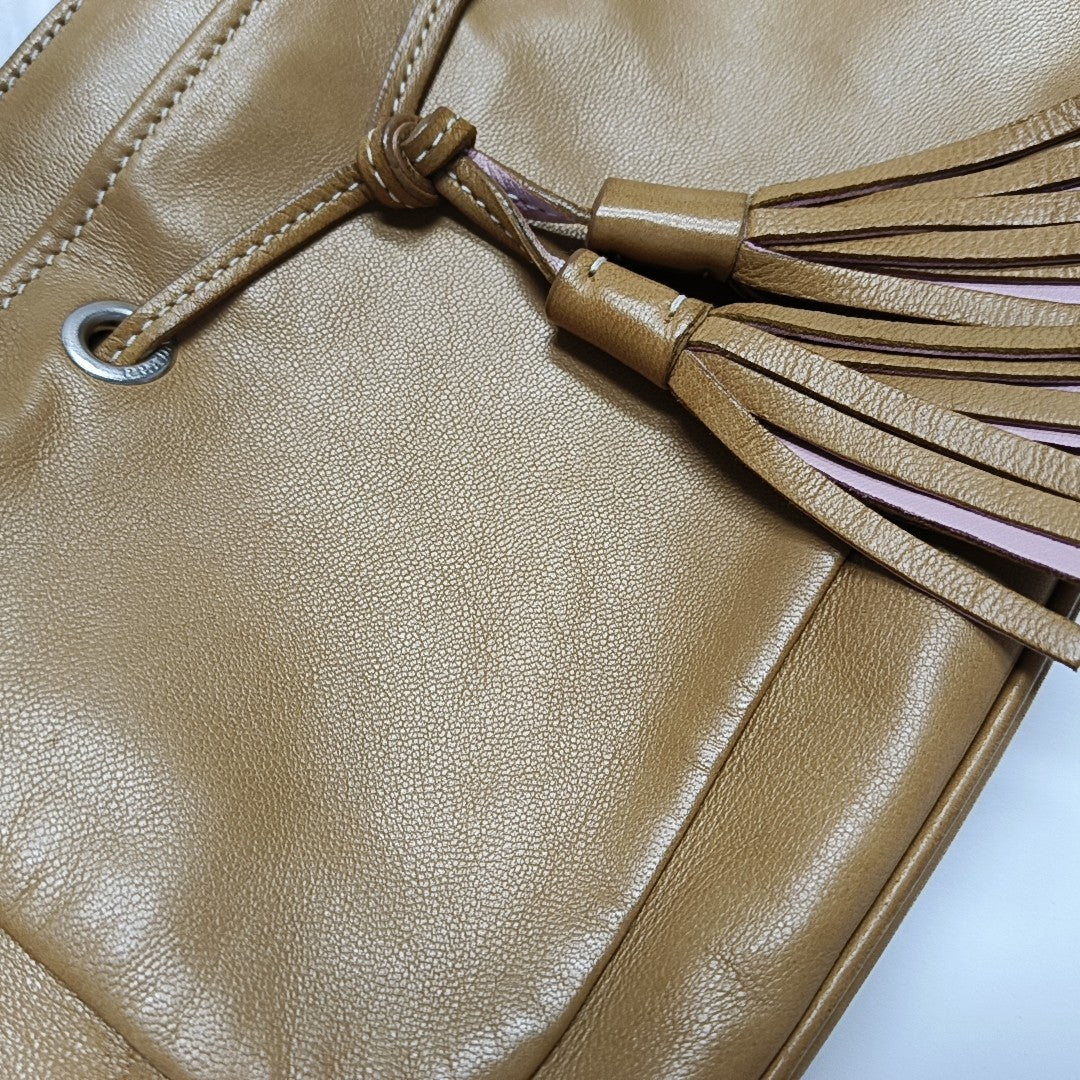 Lambskin Top Handle Bag Brown