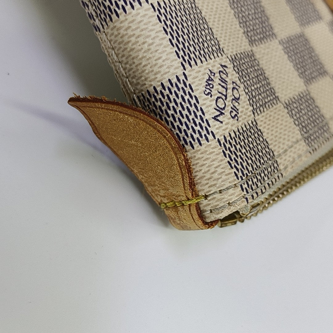 SALEYA PM Damier Azur Coated Canvas White