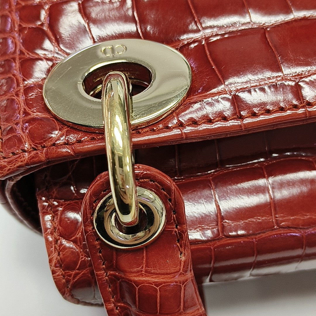 Lady Dior Mini Crocodile Red