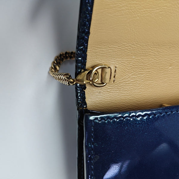 Patent Leather Top Handle Bag Blue
