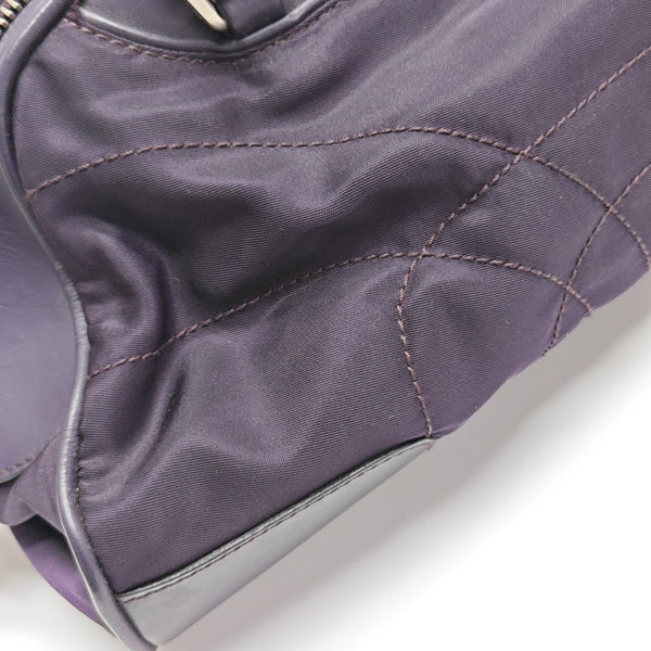 Quilted Nylon Top Handle Bag Purple