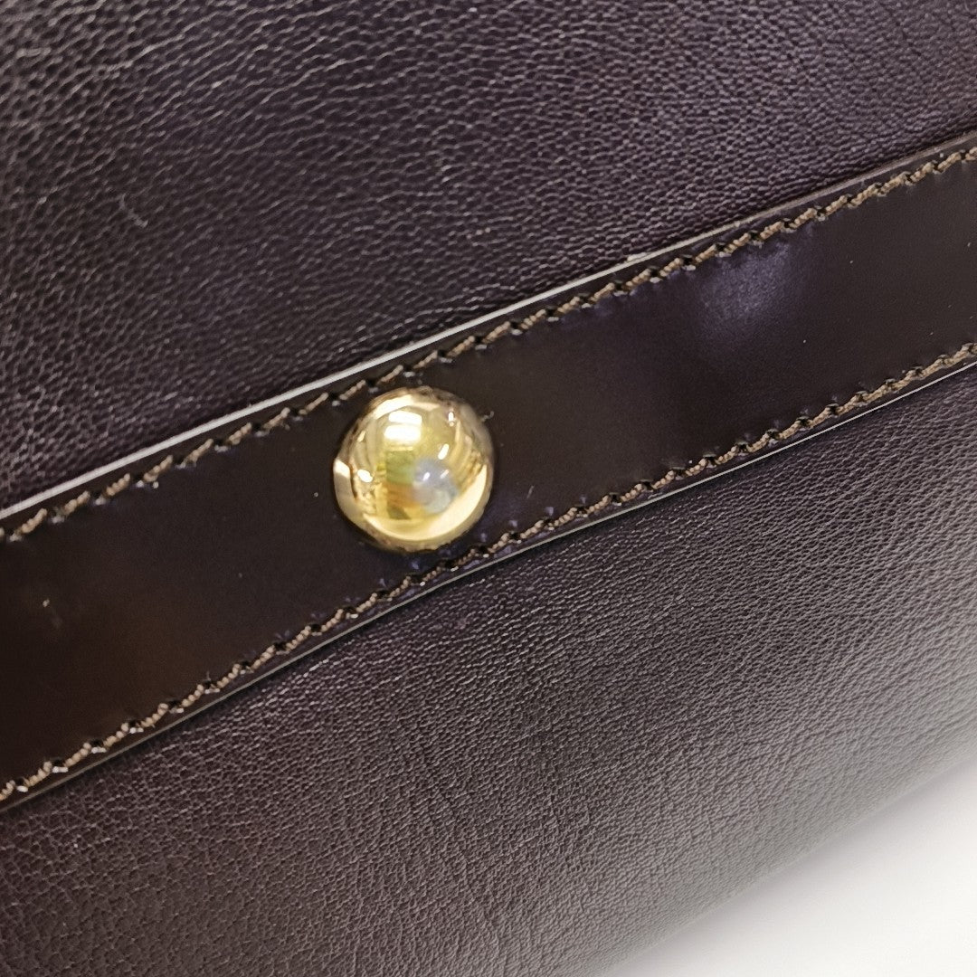 Leather Top Handle Bag Red