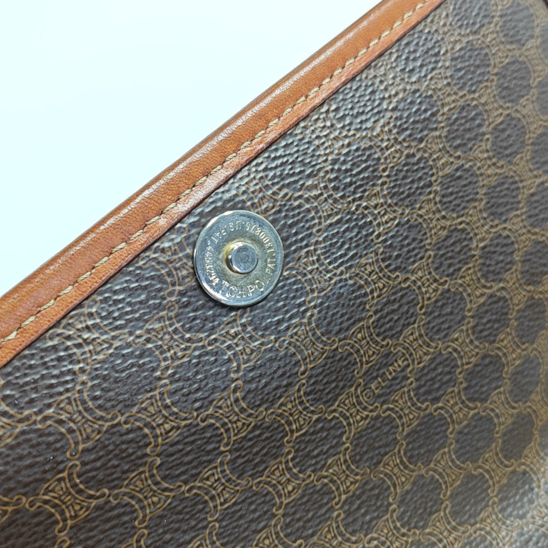 Coated Canvas Shoulder Bag Brown