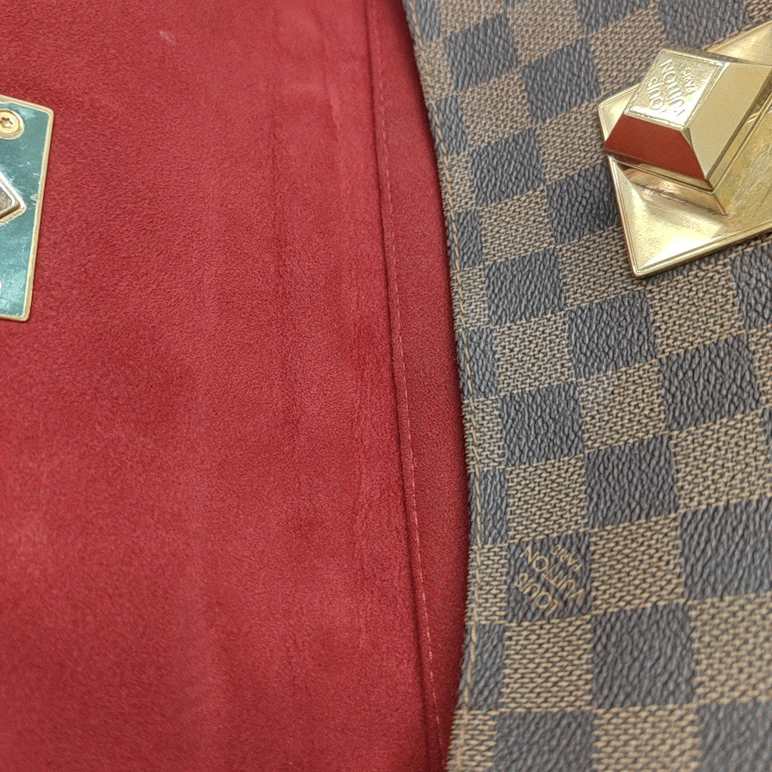 BERGAMO MM Damier Ebene Coated Canvas Brown