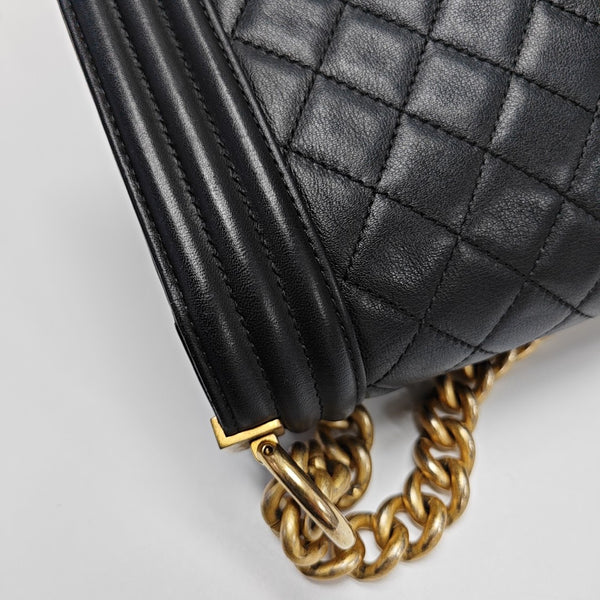 BOY CHANEL Medium Quilted Calfskin Black