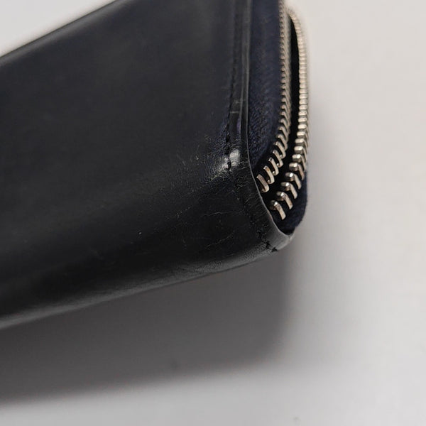 Ligne Shima Monogram Calfskin Blue Wallet