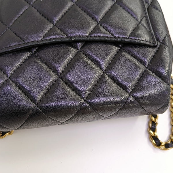 Quilted Lambskin Shoulder Bag Black