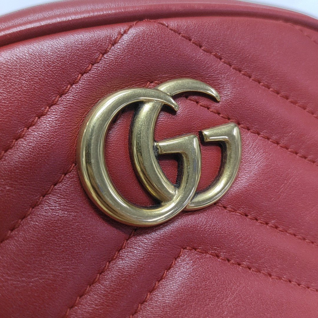 GG Marmont Super Mini Quilted Calfskin Red