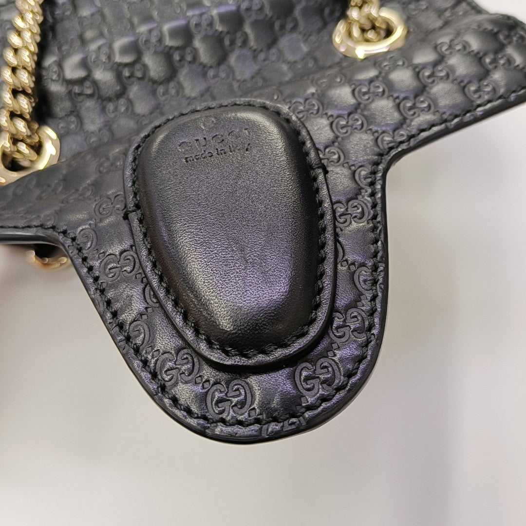 Emily Chain Mini Monogram Calfskin Black