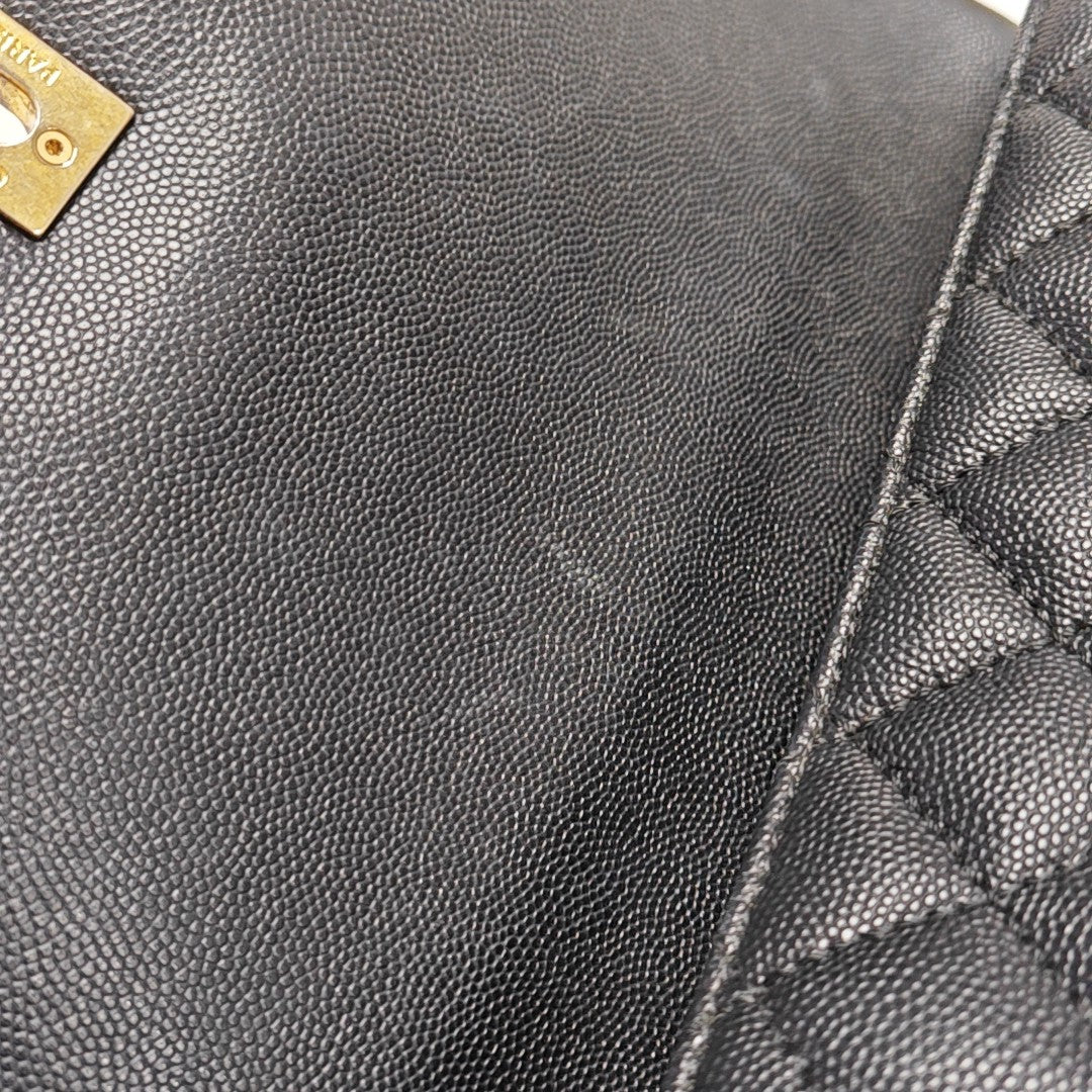 COCO HANDLE Large Quilted Grained Calfskin Black
