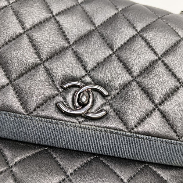 Quilted Lambskin Top Handle Bag Black