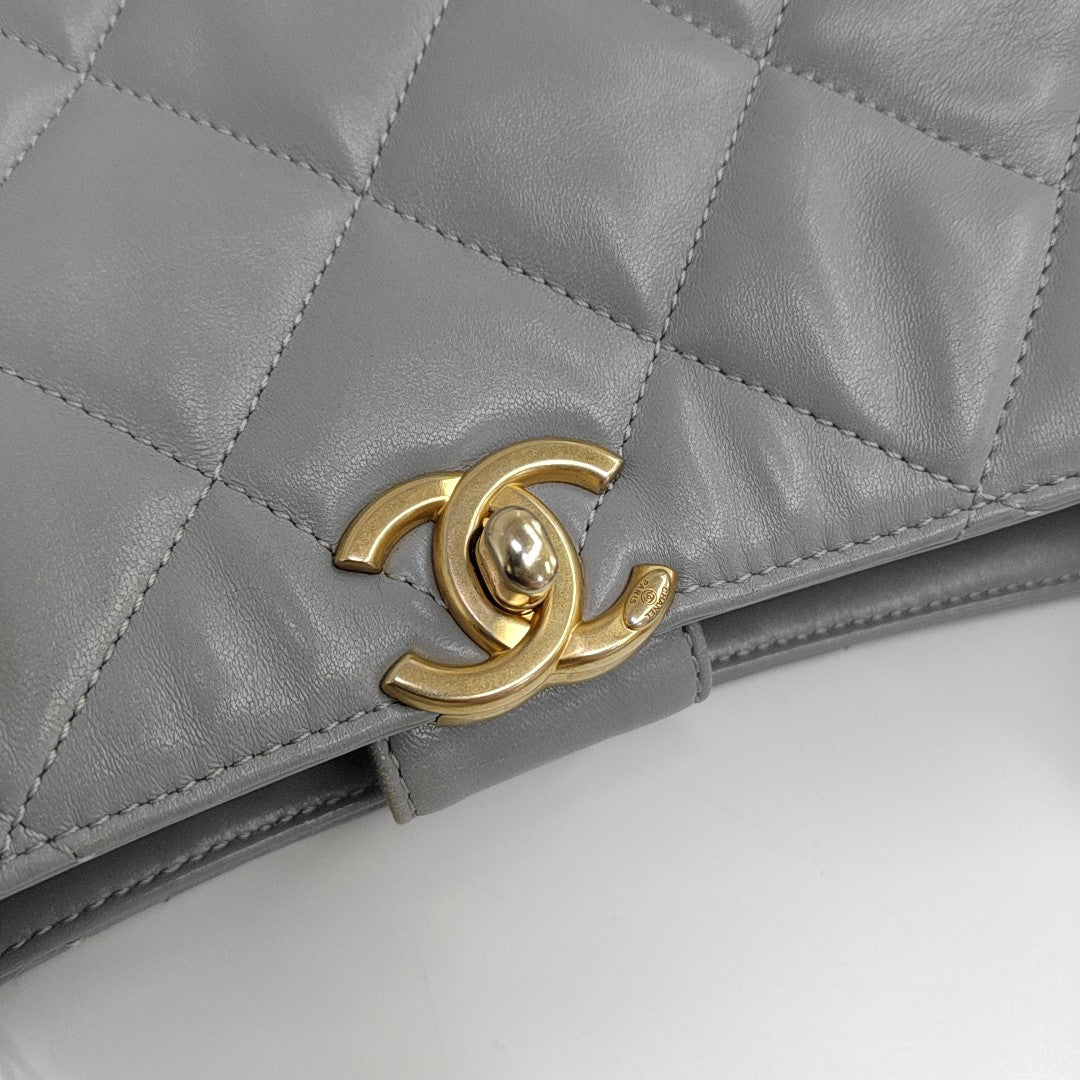 Quilted Lambskin Shoulder Bag Gray